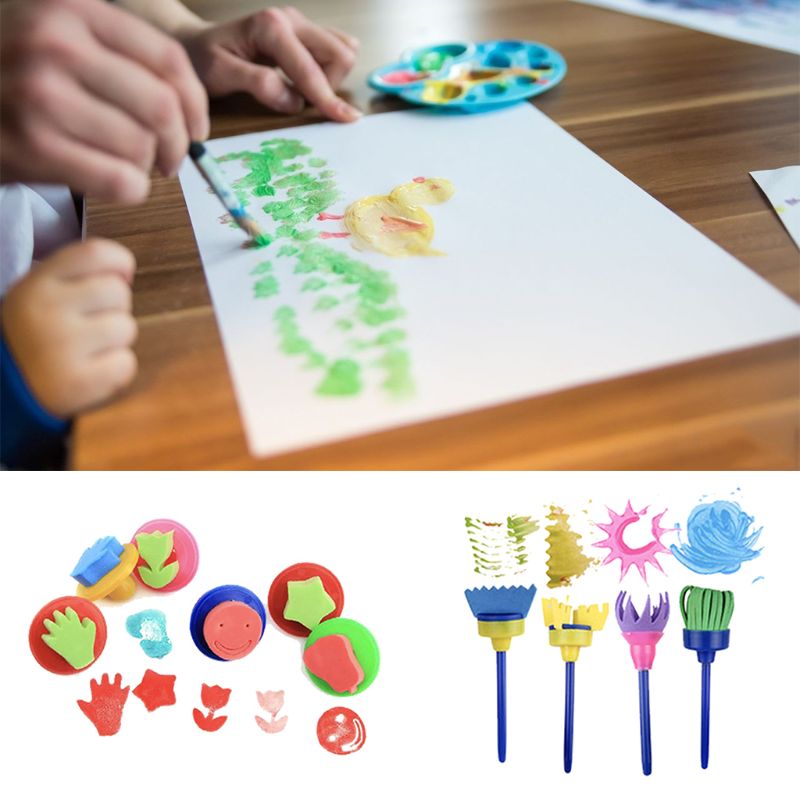 27 stk / sæt sjovt maleri tegne værktøj graffiti svamp forsegling børste kit kunstforsyninger børn legetøj