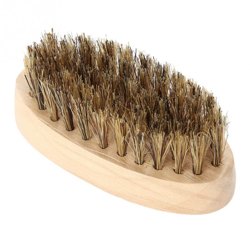 Cepillo de barba suave para hombres, peine de bigote, mango de bambú ovalado, cepillo de afeitar, Barbero, salón, herramienta para dar forma a la barba, herramienta de limpieza de barba Facial