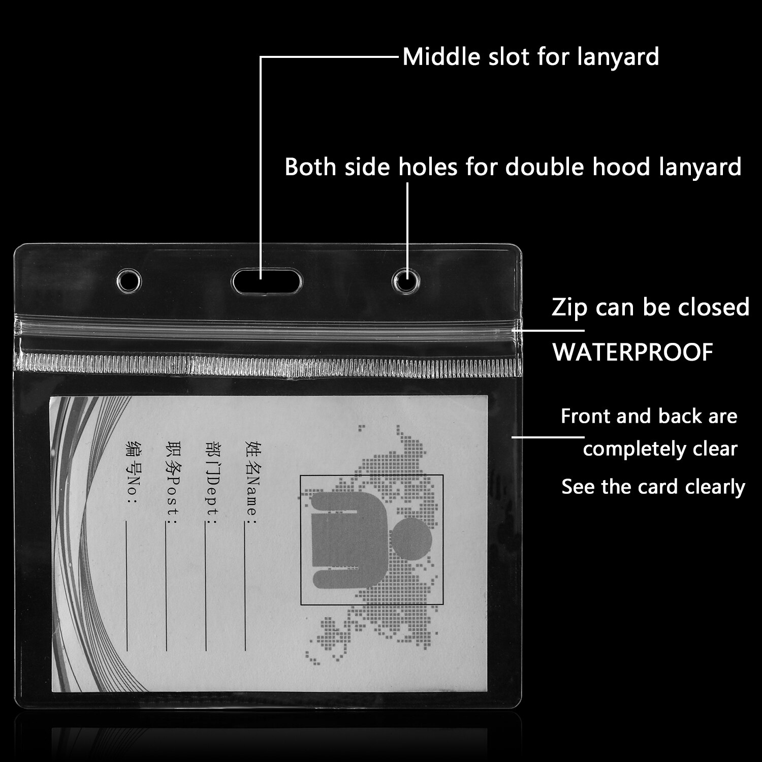 4X3 inch Clear Plastic Card Holder Protector for ID Card Holder PVC Plastic Sleeve Cover Waterproof with Resealable Zip