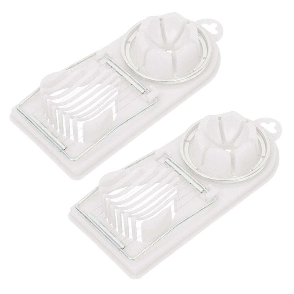 2 uds cortador de huevos multifuncional rebanador de huevos 2 en 1 Herramienta de cocina huevos utensilios de cortar separador de huevos herramientas de cocina: Blanco
