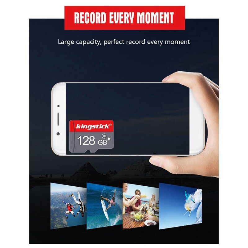 Kingstick 128Gb Micro-Sd Geheugenkaart Class10 Tf Card Flash Memory Micro-Sd-kaart Met Adapter