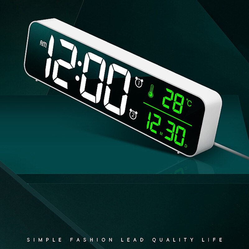 Digital Alarm Clock,Temperature Detect,40 Alarm Ringtones,Volume&Brightness Adjustable,Alarm Clock for Bedrooms