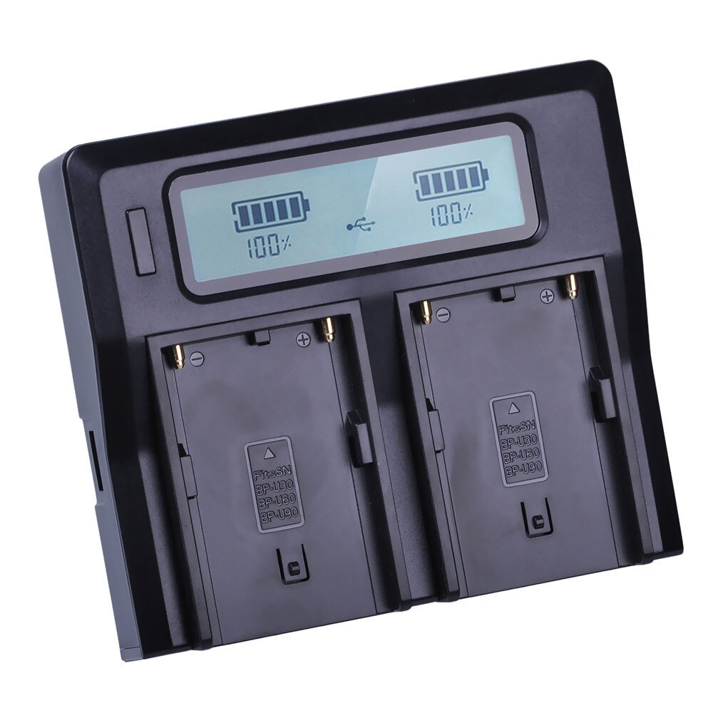 BP-U60 BP-U90 BP-U30 LCD Rápido Carregador de Bateria Duplo para Sony PMW-100 PMW-150 PMW-160 PMW-200 PMW-300 PMW-EX1 EX3 EX280 EX260