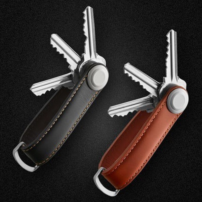 Mode Autosleutel Bag Case Wallet Holder Keten Sleutel Portemonnee Ring Pocket Key Organizer Smart Lederen Sleutelhanger Rood