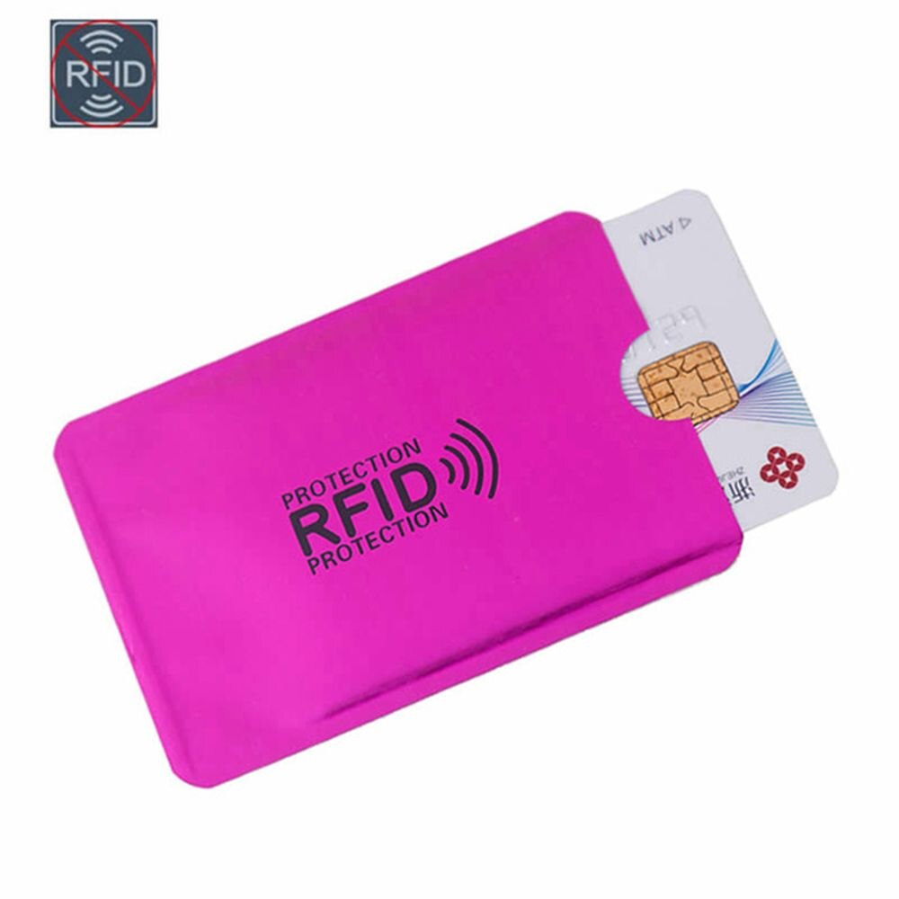 5Pcs/pack Anti Rfid NFC Wallet Blocking Reader Lock Bank Card Holder Id Bank Card Case Protection Metal Credit Card Holder: pink