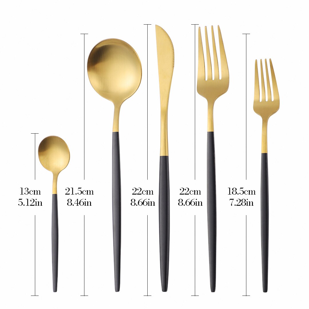 5Pcs Set Frosted Black Silver Combination Dinnerware Sets Stainless Steel Forks Knives Spoons Tableware Set Cutlery: matte black gold