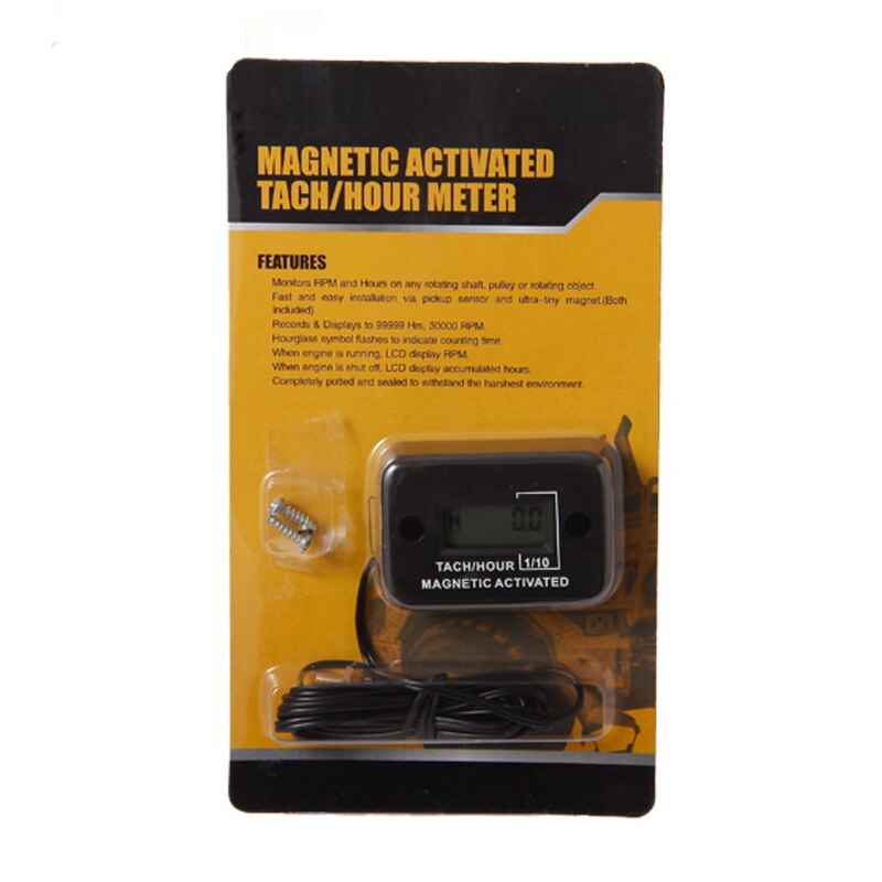 Waterproof Digital Diesel Gas Engine Hour Meter Tachometer for Generator Excavator UTV Tractor Ditch Cleaner Agrosprayer