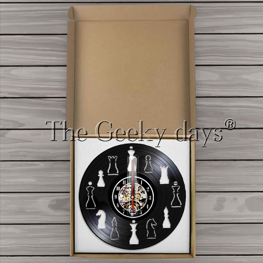 Schach Stück Wanduhr Kreative Schach Club Vinyl Record Wanduhr Vintage Wand Kunst Wand Uhr Decor Chessman Schach Liebhaber