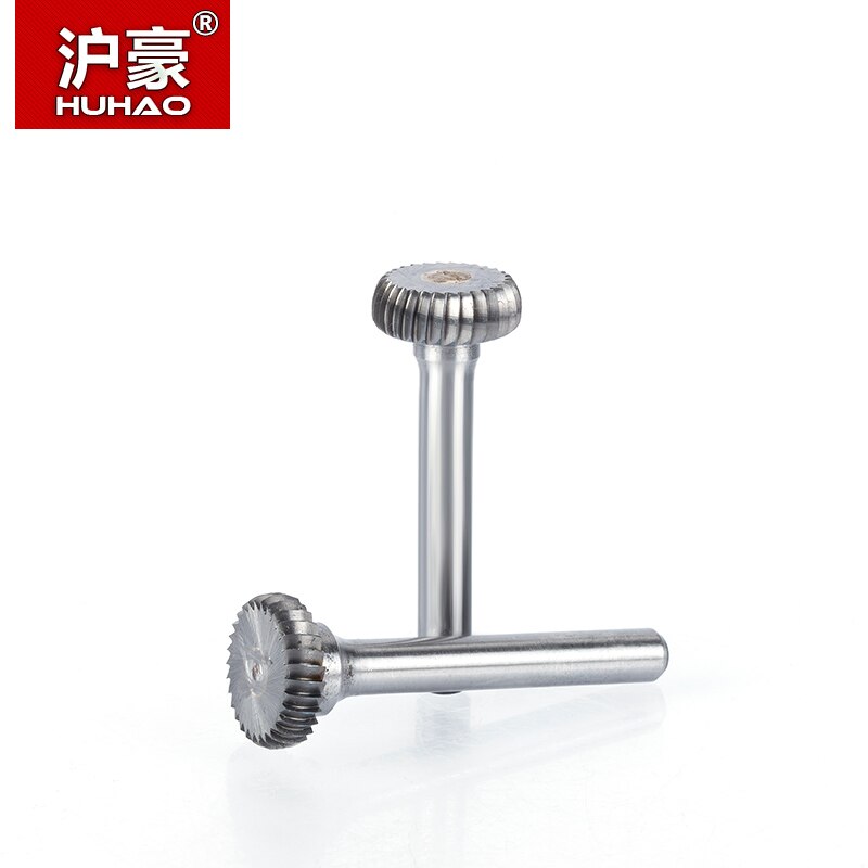 Huhao 1pc 6mm- schachten wolfraamstaalfrees metaal slijpen snijgereedschap roterende vijl cilindrische freesbit voor metaalpolijsten t-type