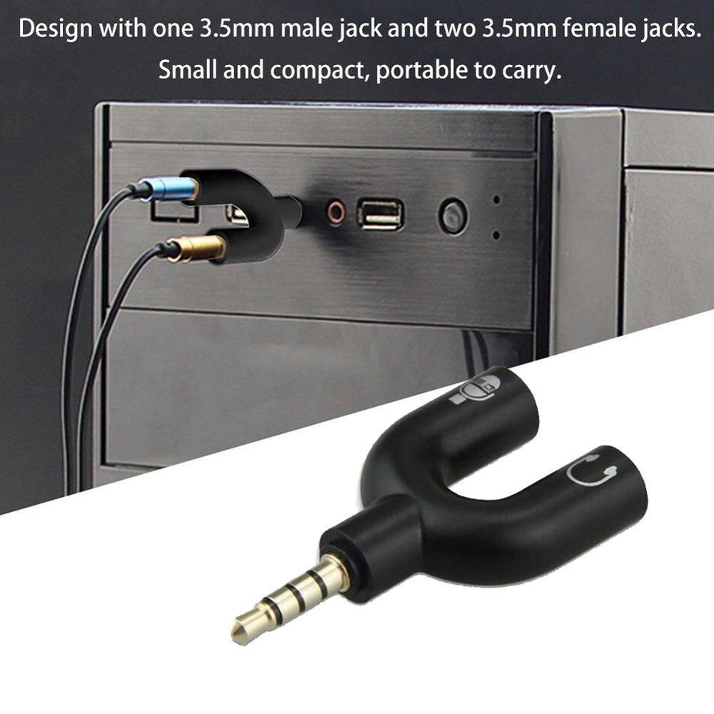 1PC Dual 3,5 MM U Typ Adapter Kopfhörer Stecker Audio Kabel Splitter Mikrofon 2 in 1 Schwenk Stecker jack Stecker Adapter