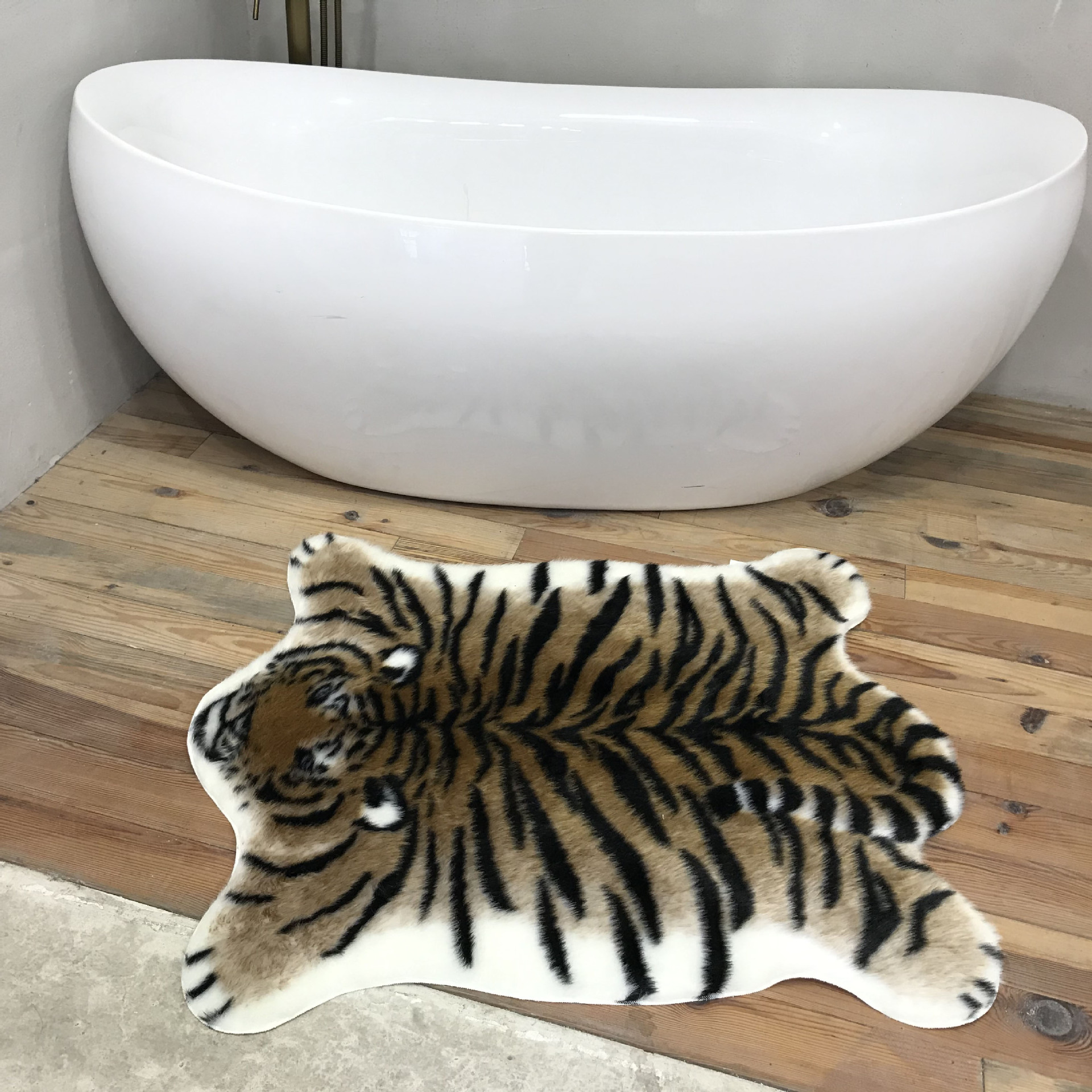 Tijgerprint vloerkleed koe luipaard tijgerprint koeienhuid imitatieleer antislipmat 94 x 100cm dierenprint tapijt: 92115cm