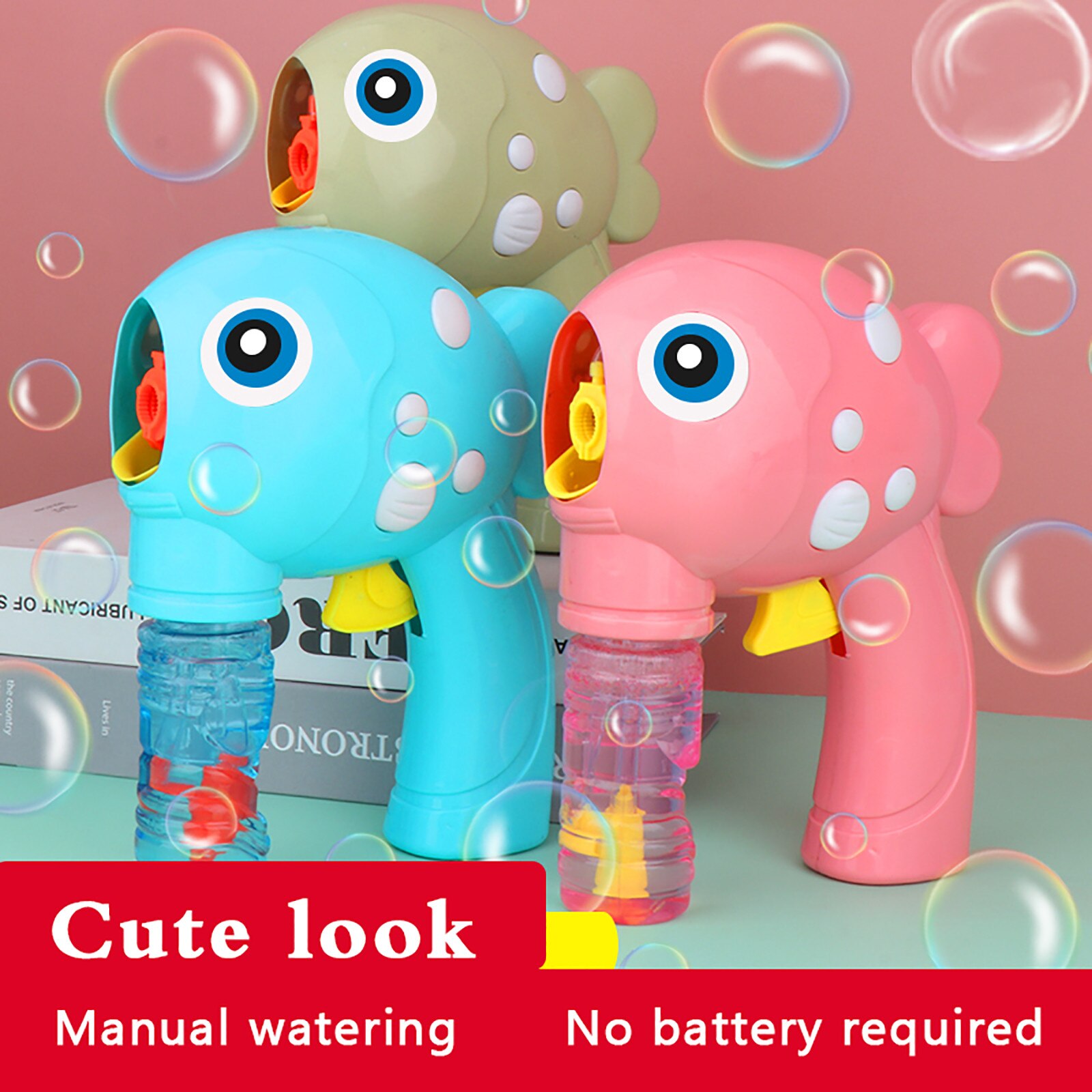 Cartoon Vis Bubble Inertiële Handleiding Bubble Blazen Machine 100Ml Kinderen Bubble Maker Gun Zeep Blow Bubbels