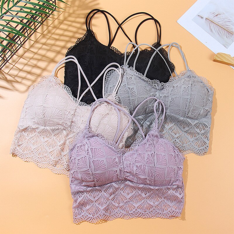 Chrleisure kvinder bh sommer tube top sexede bh toppe åndbar komfortabel camisole cross back lingeri