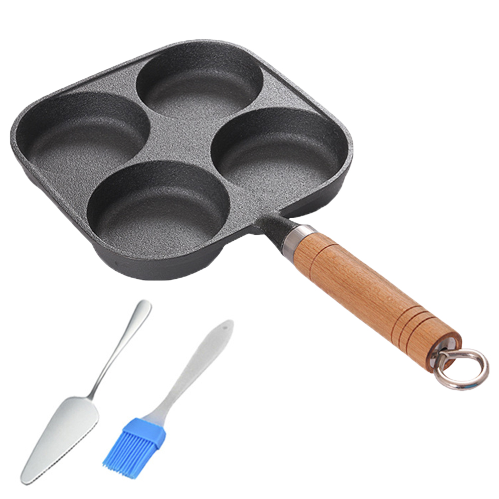 2-4 huller stegegryde pande fortykket omeletpande non-stick æg pandekage bøfpande madlavning æg skinke pander morgenmad maskine køkkengrej pande: Burgunder