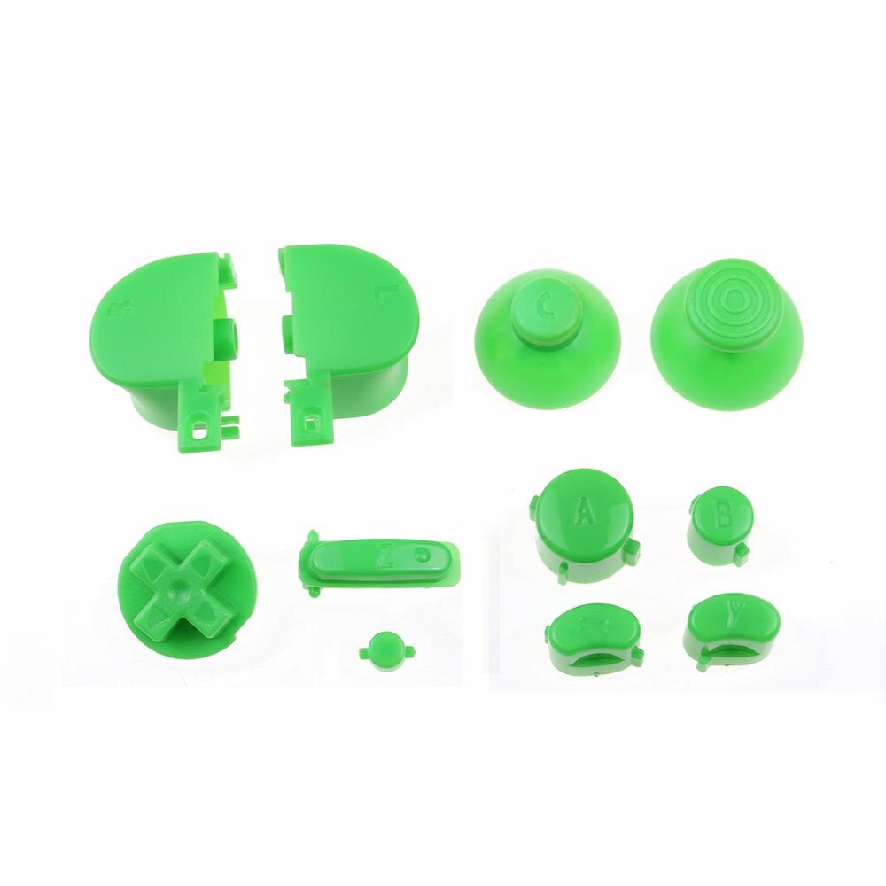 YuXi 21color Full Set LR ABXY Z Keyboards Keys for GameCube Game Controllers for NGC D Pads Power ON OFF Keys & Joystick Cap: Green