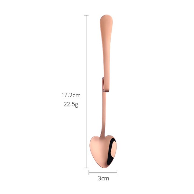 1 Pcs Coffee Spoon Honey Shape Tea Coffee Cup Hanging Spoons Stainless Steel Rose Gold Heart Teaspoon: Z-Rose gold