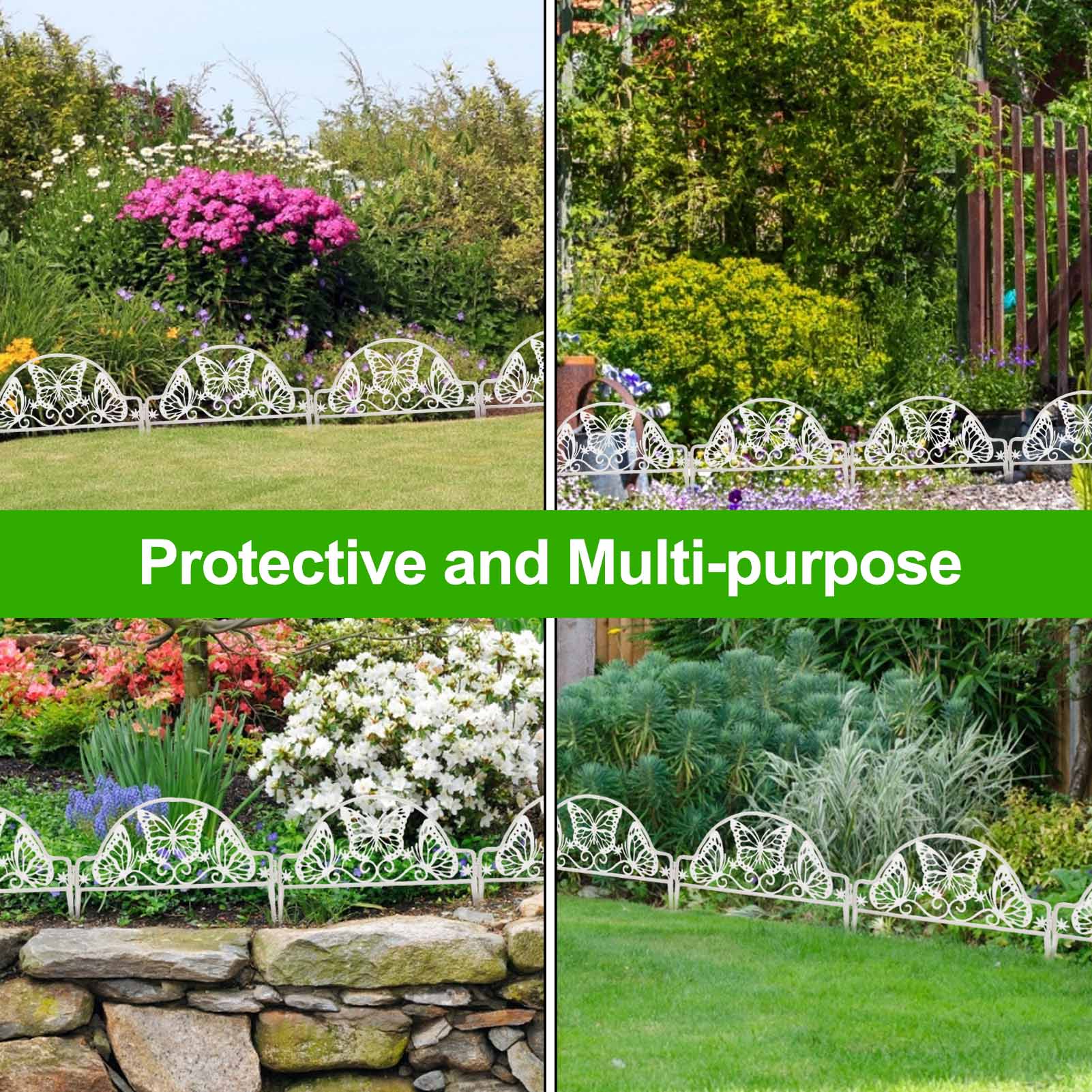 4PCS Outdoor Fence White Plastic Picket Fence Garden Border Edging Can Be Spliced And Disassembled Guardrail Wedding Decor Fence