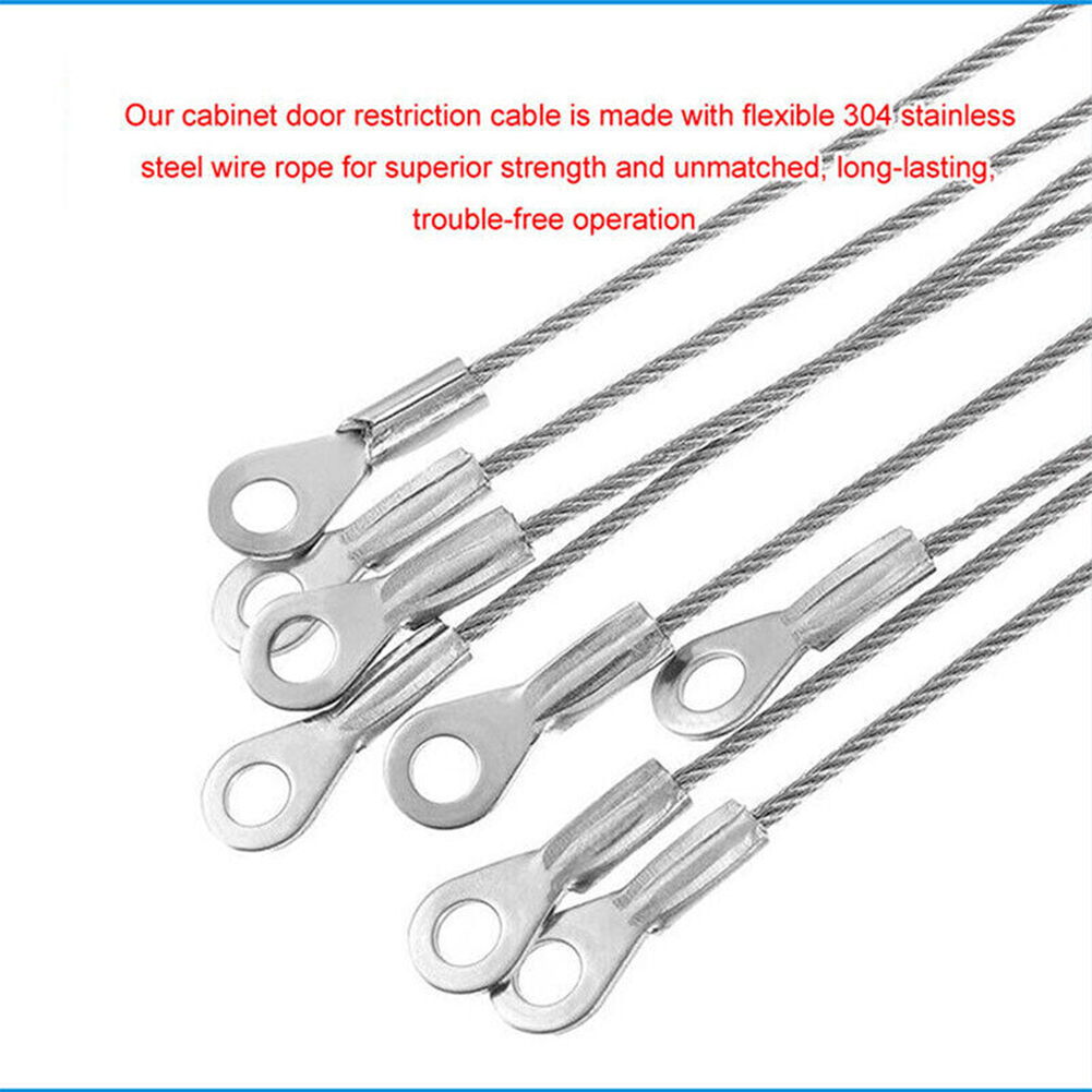 4pcs Door Cabinet Restraint Braided Cable Hinge Stainless Steel Limiter Swing Opening Angle Flexible Braided Limiter Household