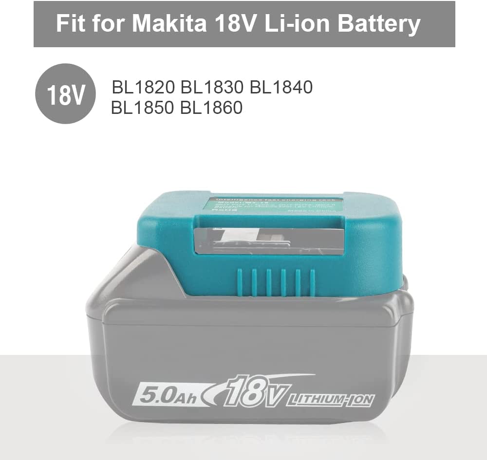 Adaptador de cargador USB mejorado para Makita, Dewalt, Milwaukee, iones de litio de 18V con/sin soporte de batería USB tipo C, carga rápida