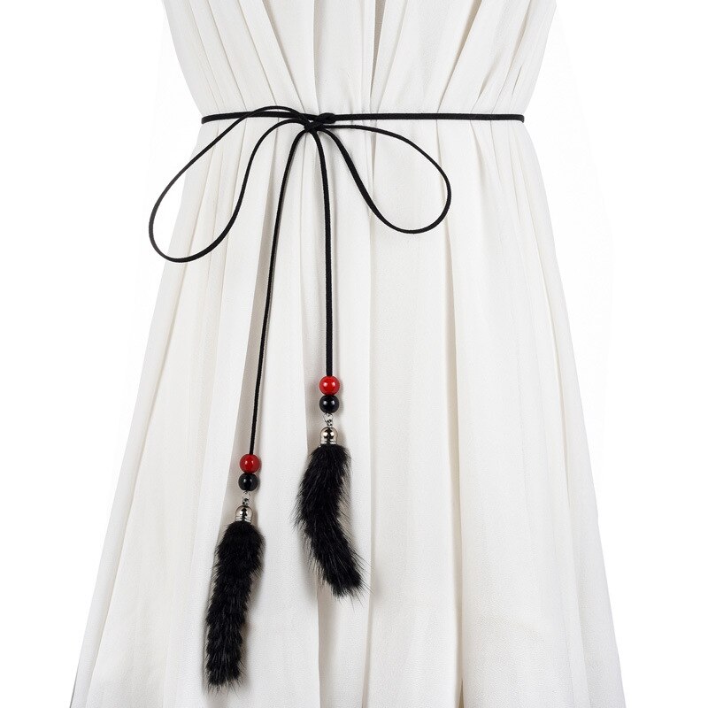 Adornos de plumas de pavo real trenzadas de plumas de la cintura de la cadena de la cintura de la correa de la cadena de la cintura de las mujeres vestidos accesorios calientes: 1