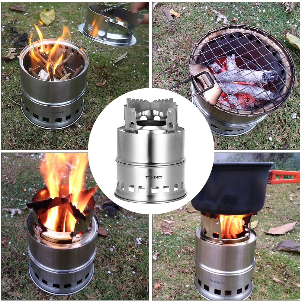 Large Size Camping Wood Stove Portable Gas Firewood Burning Stove Outdoor Picnic BBQ Cooking Camping Stove Backpacking Furnace