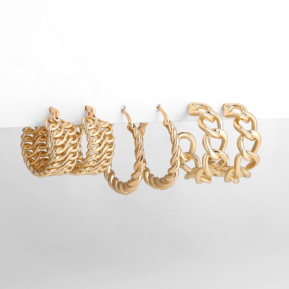 Link Chain Twist Cirkel Ronde Oorringen Gold Metal Eenvoudige Koreaanse Oorringen Voor Vrouwen 2022 Trendy Sieraden