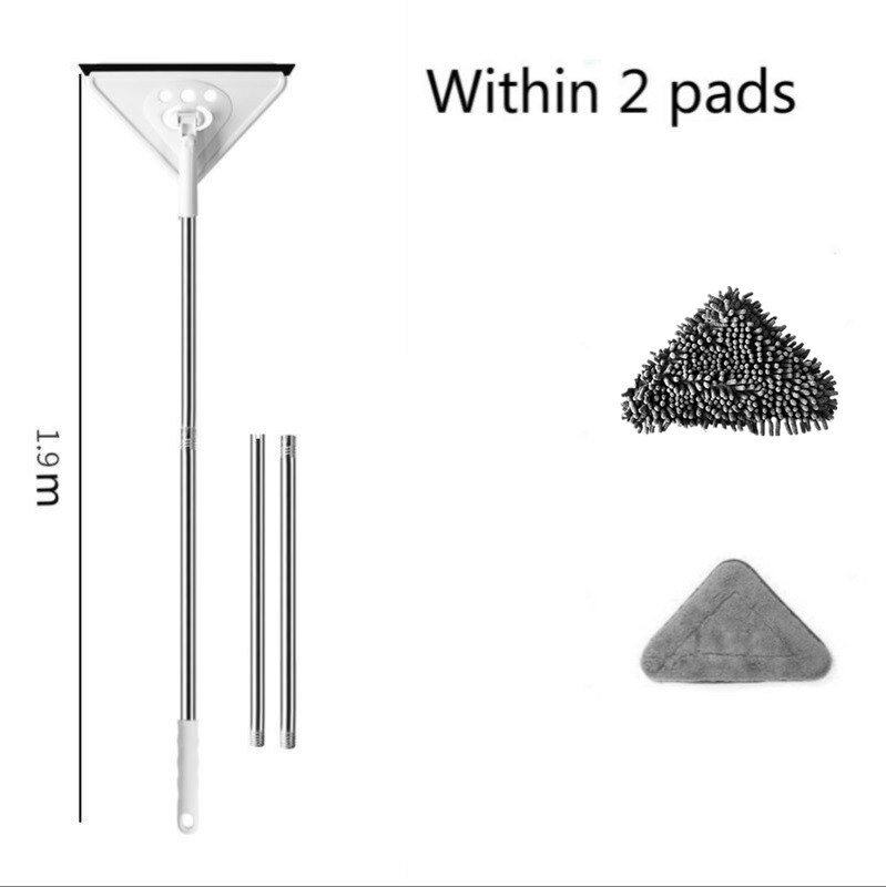 Vip Dropshipping prodotti per la pulizia della casa triangolo Mocio per lavare vetro facile soffitto polvere parete pavimento pianoforte finestre telescopiche: 1.9M within 2 pads