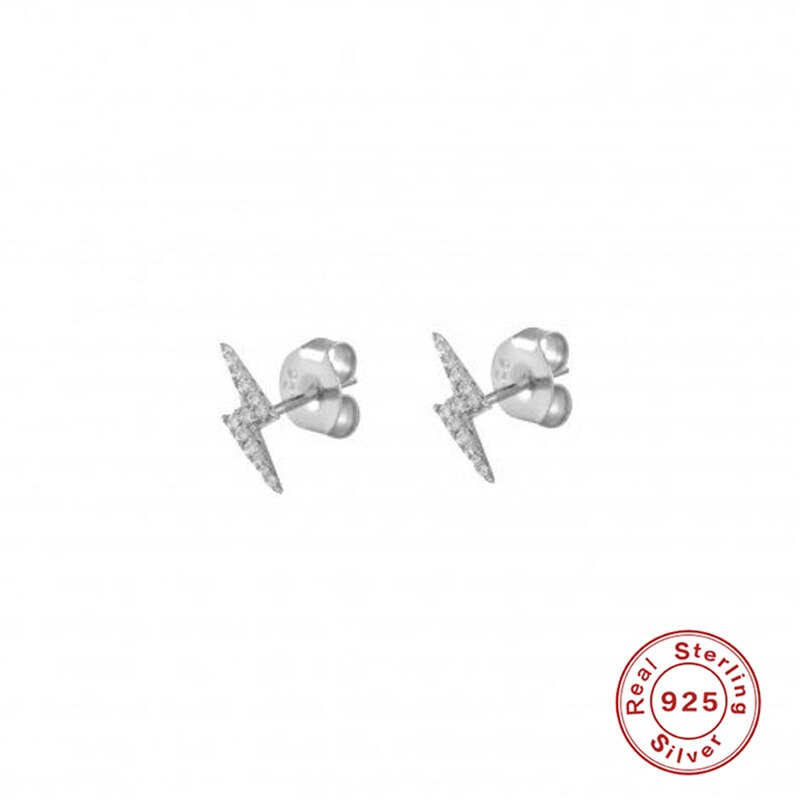 925 sterling sølv ørestikker til kvinder simple cz zirocn lightning øreringe kvindelige minimalistiske smykker: Stil 2 sølv