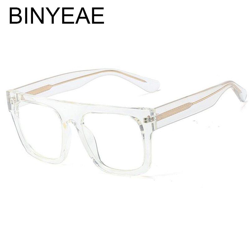 Transparent Glasses Oversized Square Women's Eyeglasses Frame Flat Top Men's Glasses Frame Pink Blue Large Feminine Glass
