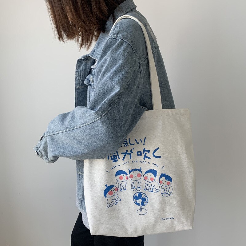 Canvas Vrouwen Schoudertassen Grote Capaciteit Dames Boodschappentas Leuke Cartoon Meisjes Student Handtassen Reizen Casual Tote