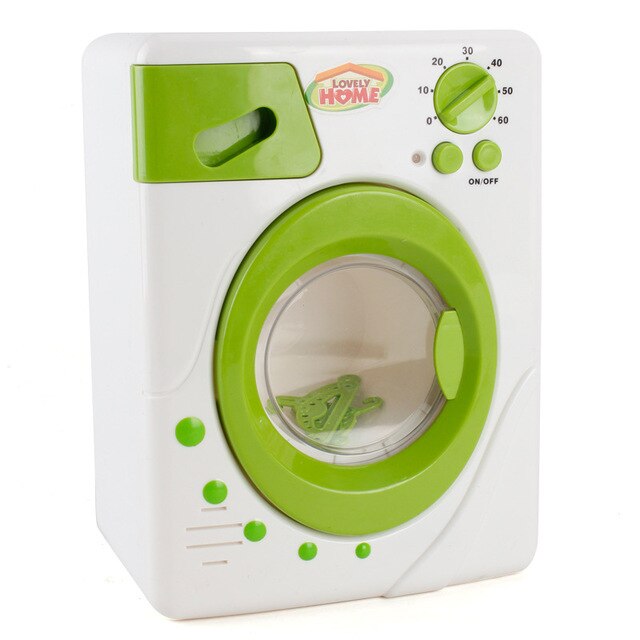 Originalitet mini køkken legetøj husholdningsapparater børn dukkehus møbler tilbehørelektrisk madlavning model foregiver legetøj: Vaskemaskine