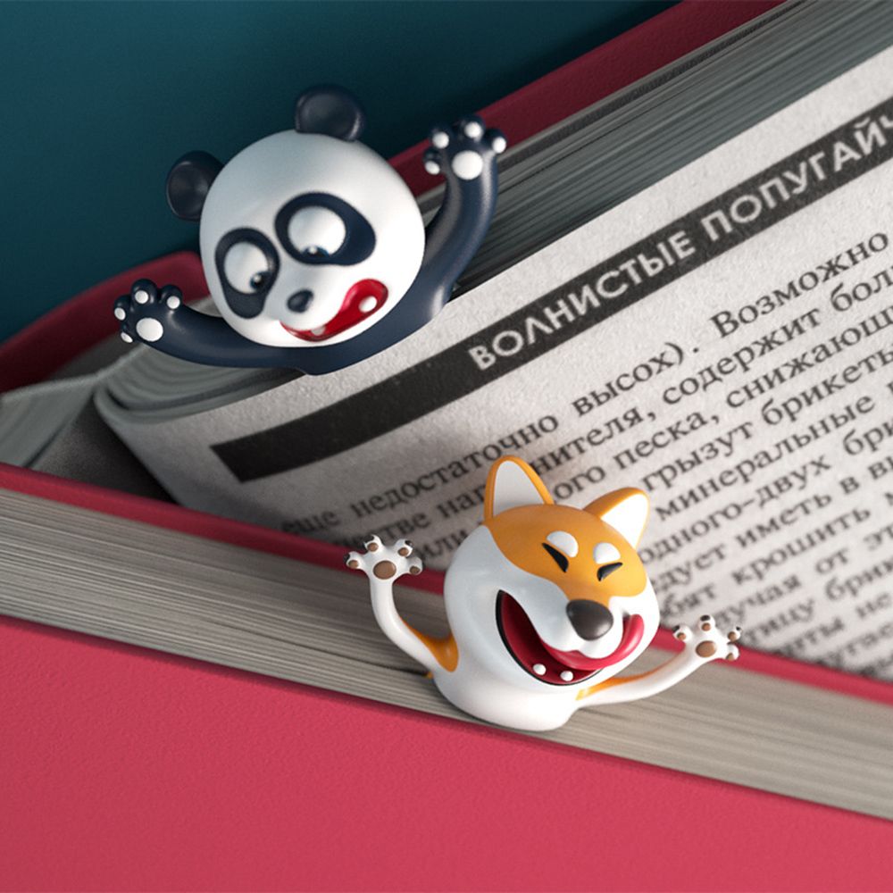 3D Panda Shiba Inu Funny PVC Book Markers Lovely Bookmarks Cartoon Animal Bookmark Cute eal Octopus School Supplies