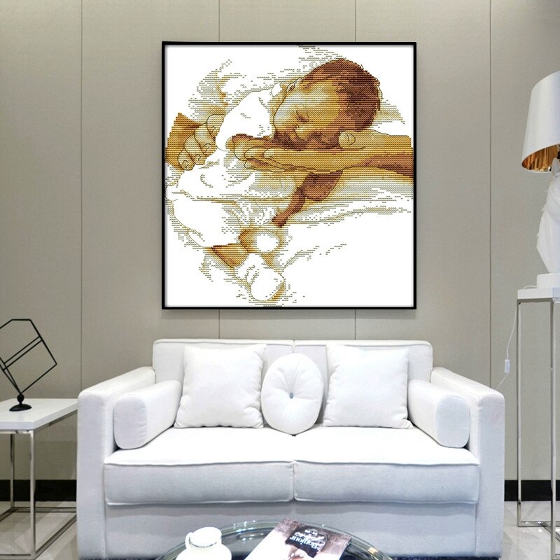 Stamped Cross Stitch Kits Preprinted Embroidery Cloth DIY Needlepoint Kits for Beginners - Care Baby