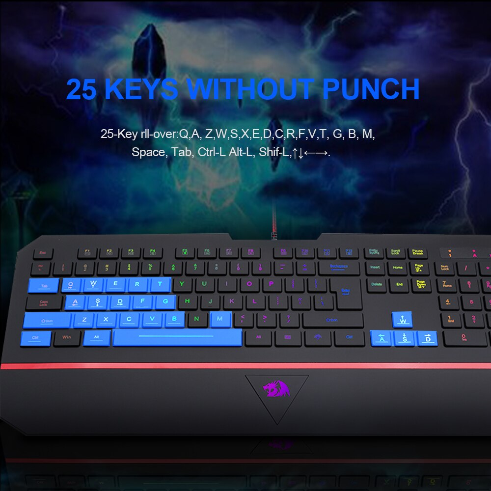 Redragon KARURA 2 K502 RGB USB gaming Membrane Silent keyboard LED backlit 104 keys wired Computer PC gamer with Wrist Rest