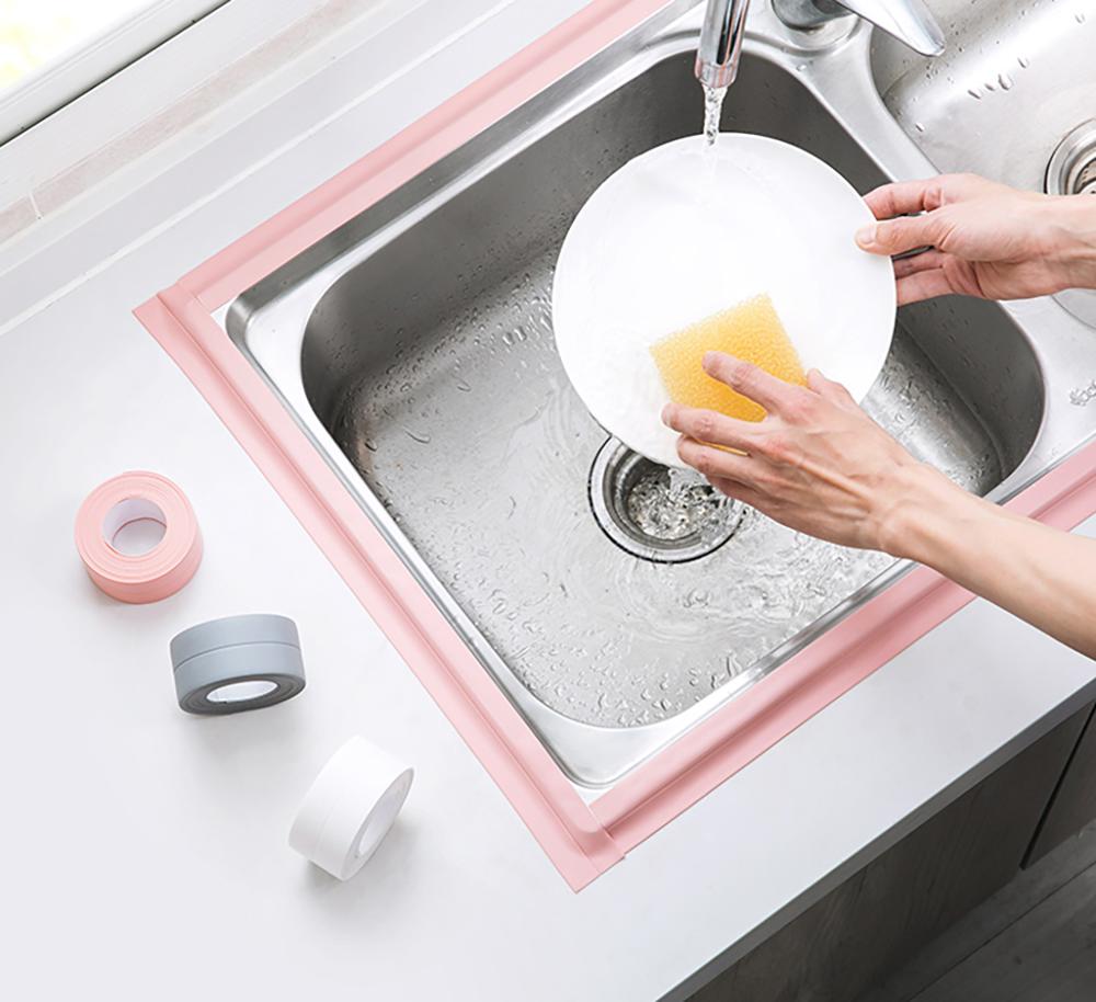 Band Caulk Streifen PVC Selbst Klebstoff Abdichten Abdichtung Band Küche Spüle Toilette Schlecht Dusche Ausrügestochen Badewanne Rosa Grau Klar