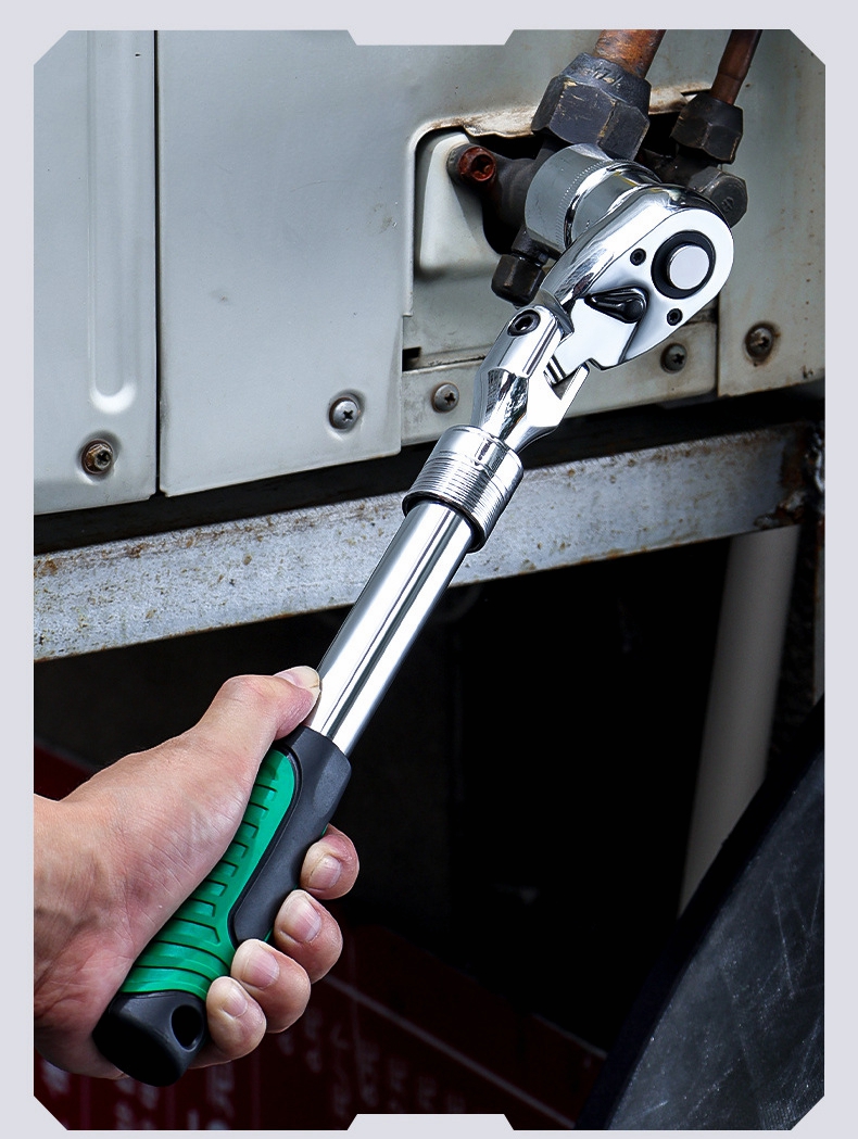 Drive Socket Drive Standaard ratelsleutel, 1/4,3/8,1/2 inch flexibele 72-tands uitschuifbare telescopische dopsleutel