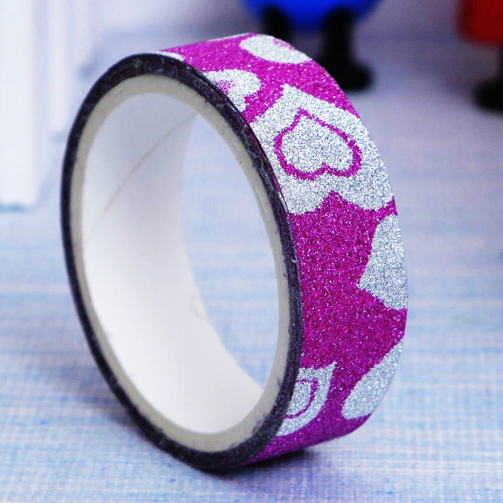 10 Stks/set Diy Zelfklevende Glitter Washi Masking Tape Sticker Craft Decor 15Mm X 3M