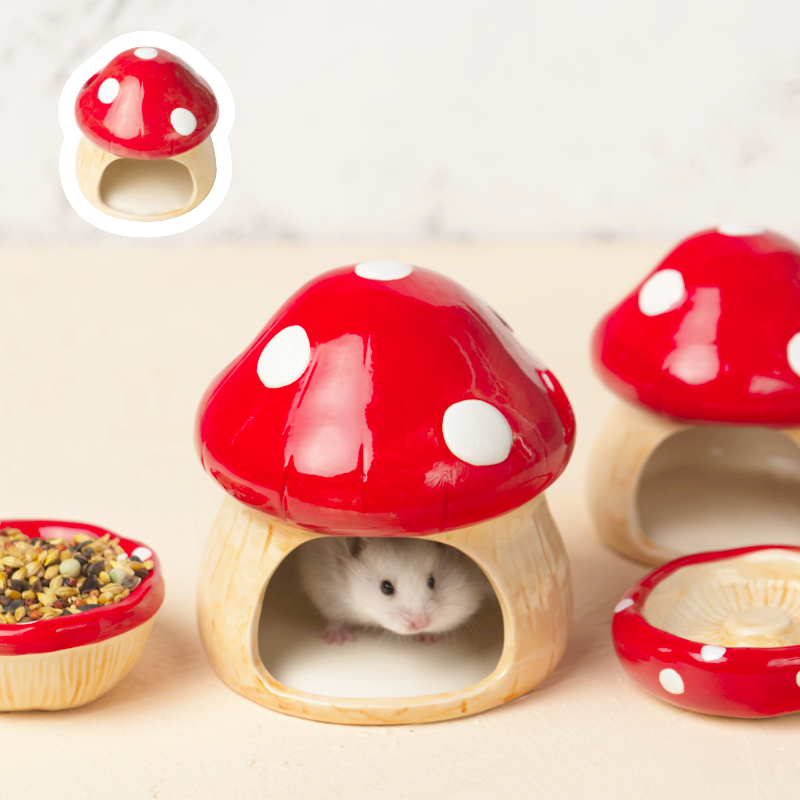 Casa de setas de cerámica para mascotas, artículos para mascotas, jaula para hámster, cuenco pequeño para mascotas, para conejo, hurón, rata, Chinchilla, erizo, productos para mascotas, 2023