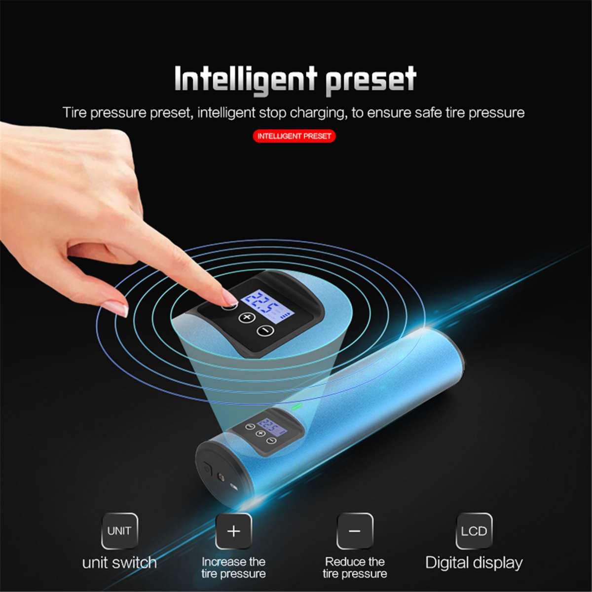 Portable 150PSI LCD Tyre Inflator Cordless Air Compressor Electric Pump Car Bike