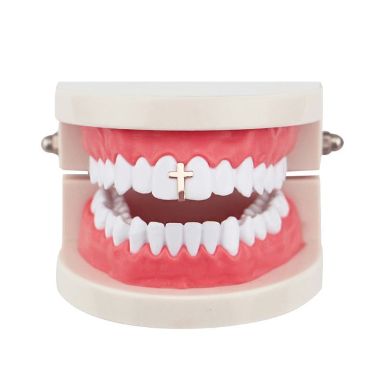 Solo Metal Rock rapero Cross Grills Tooth Cap decoración de dientes de Hip Hop Cosplay joyería Dental parrillas