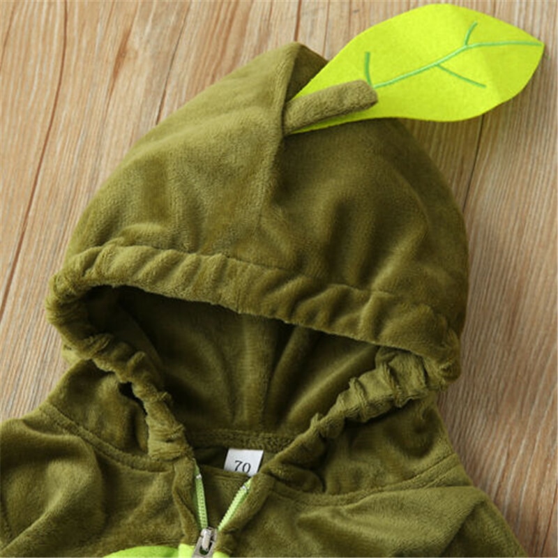 Nyfødt spædbarn baby avocado kostumer bodysuit dreng piger tøj sød langærmet hættetrøje jumpsuit hættetrøje fløjl varm bodysuit kid
