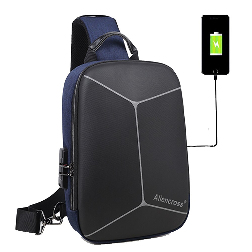 USB Opladen Mannen Schoudertassen Anti Diefstal Oxford Mannen Messenger Crossbody Zak Mannelijke Borst Tassen Pack Mode Reistas voor mannen: blue