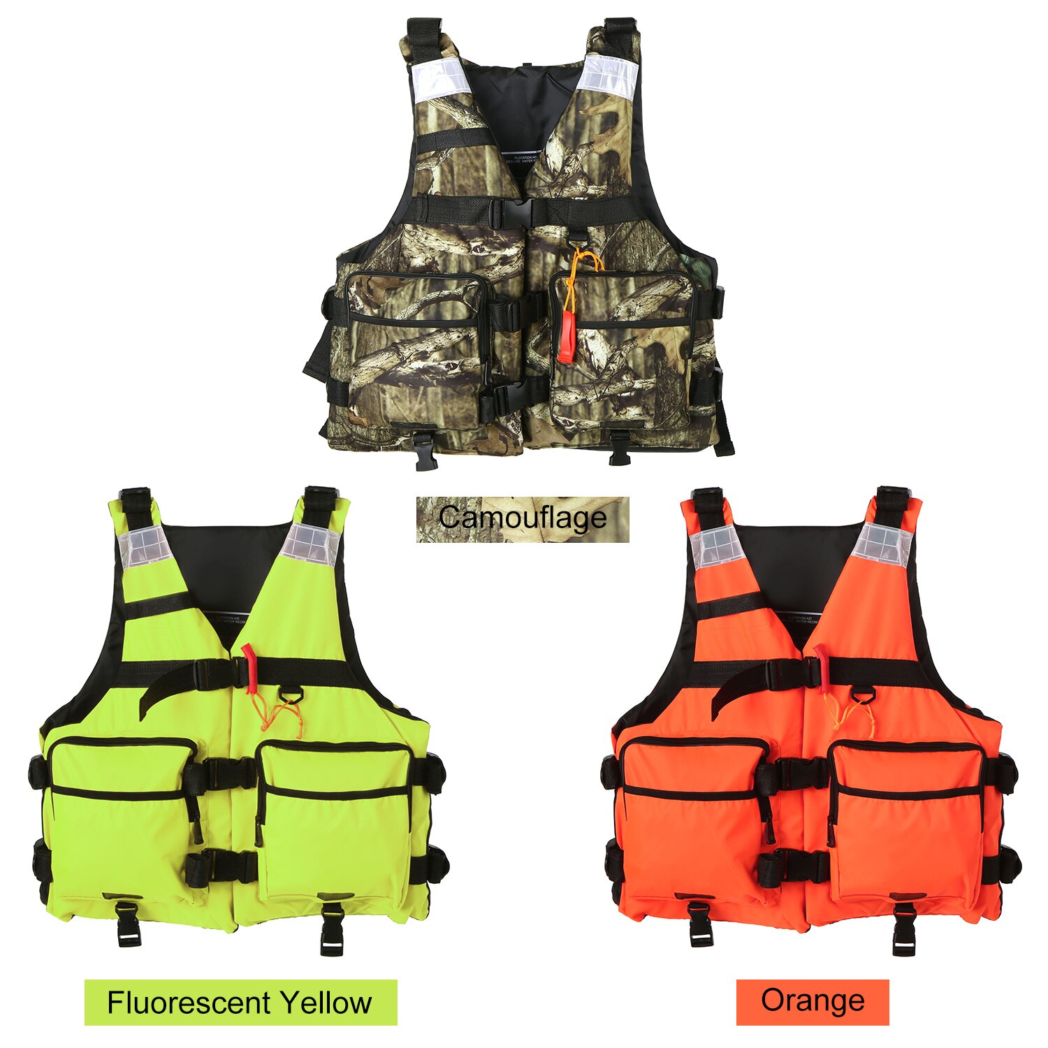 Rescue Waarschuwing Vissen Vest Met Fluitje Hoge Drijfvermogen Reddingsvest Multifunctionele Multi Pocket Buiten Vissen Leven Vest