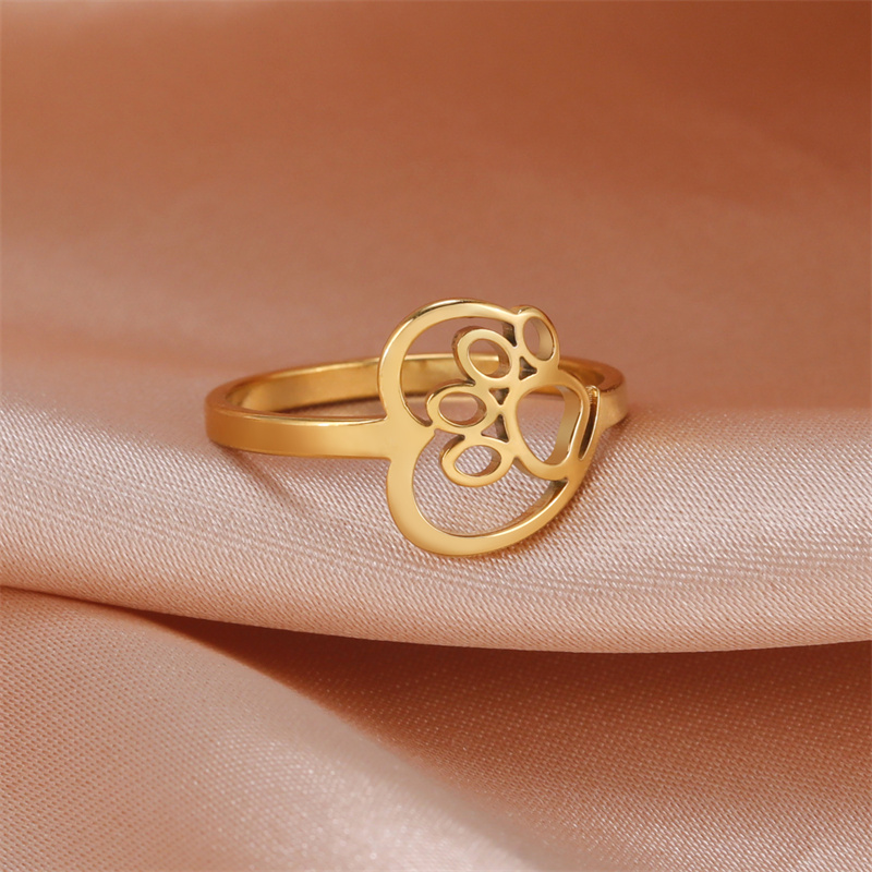 Anello alla moda con zampa di gatto in acciaio inossidabile Anello con cuore animale adorabile Gioielli per ragazze Amante degli animali Regali per feste Anelli de bodas tutto'ingrosso