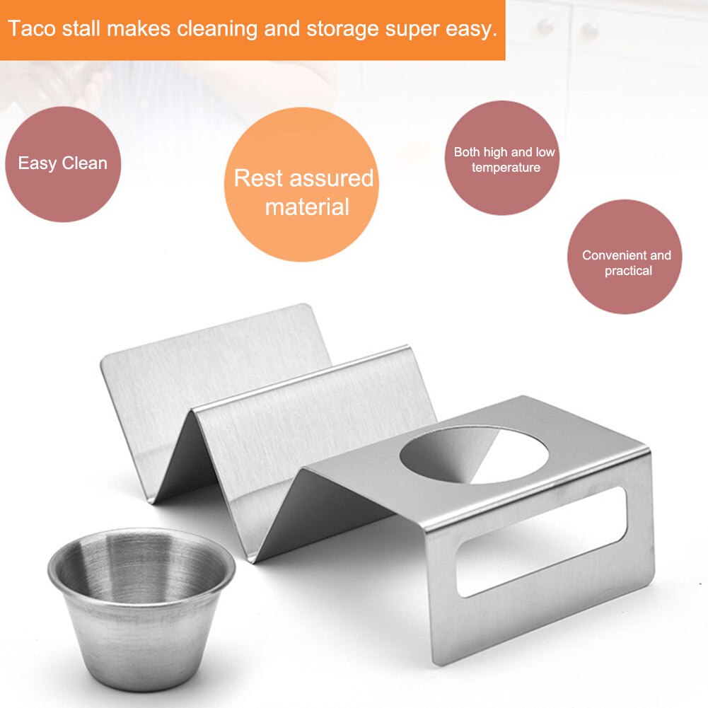 Durable Restaurant Burrito For Tortilla With Sauce Cup Stainless Steel Pancake Kitchen Tool Taco Holder Dishwasher Safe Stand