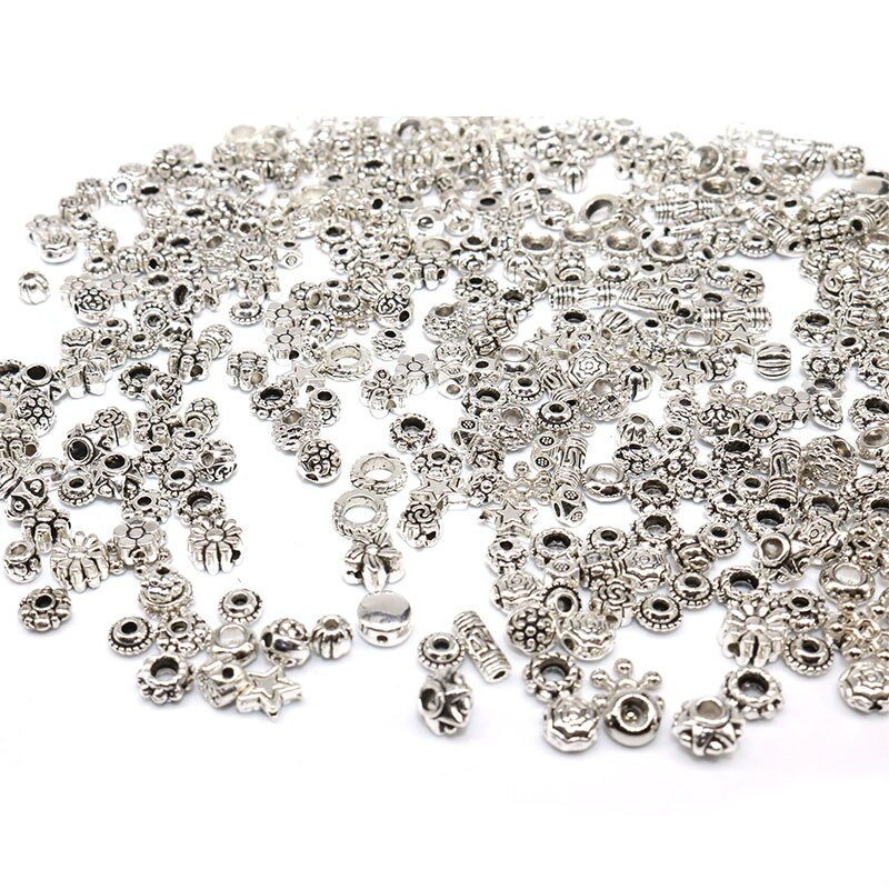 100pcs/lot Tibetan Silver Color small Beads Metal Beads Loose Beads Bracelet for Jewelry Making