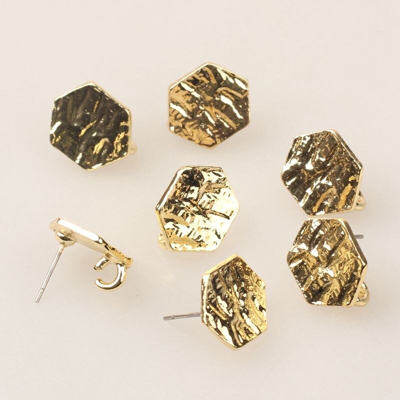 Zink-legierung Goldene Metall Geometrische Hexagon Basis Ohrringe Anschlüsse Linker 6 teile/los Für DIY Ohrringe Schmuck Zubehör