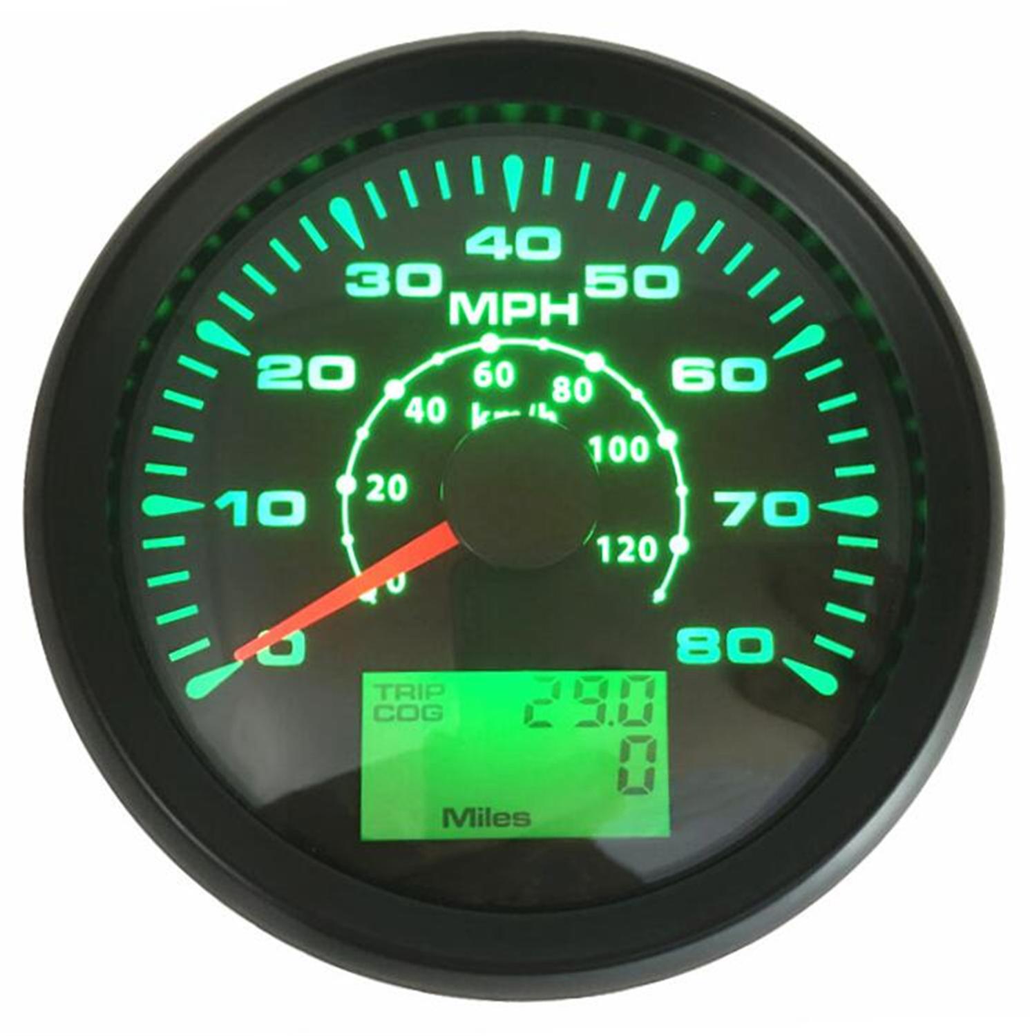 Paquete de 1 0-80MPH Auto Tuning GPS velocímetro calibres 85mm 0-120 km/h miómetros de velocidad GPS Odometers Travel Gauges Cog 9-32vdc