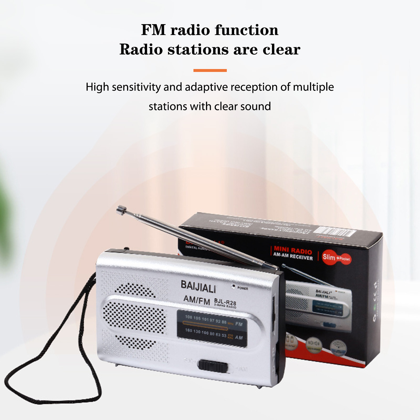 Digital Retro Radios Memory Function Handheld AM/FM Radios Manual Channel Search Battery Powered Built-In Speaker for Old People