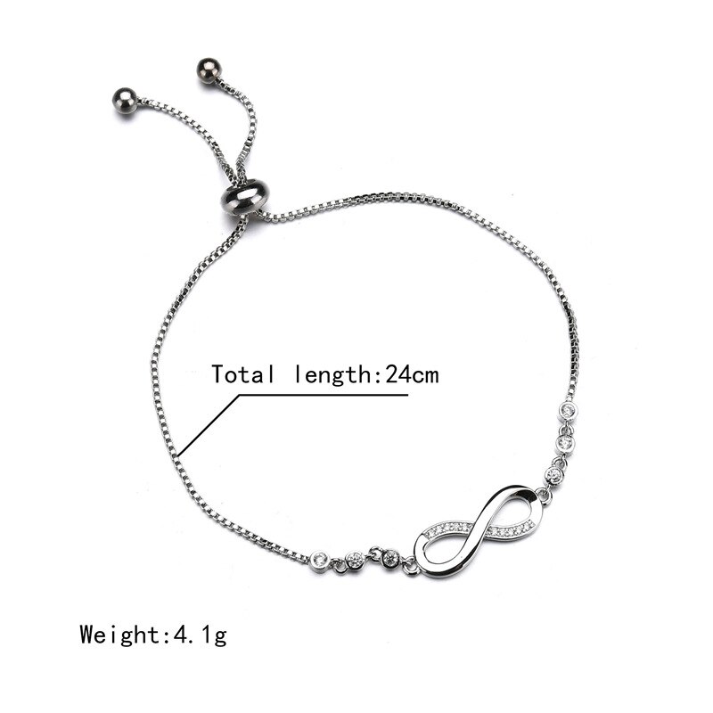 Geometric 8 Eight Bracelet For Women Female Twist Chain Crystal Zircon Bracelets Jewelry Romantic Women Valentine